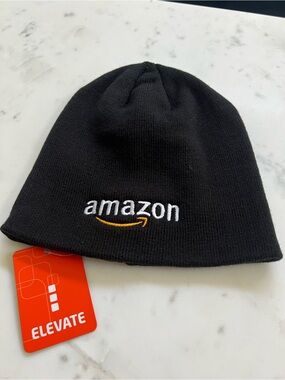 NWT black Amazon corporate logo beanie hat beanie hat workwear swag Elevate